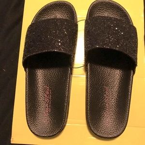 NWT-Twisted Slip On Glitter Black Sandal - Size 7